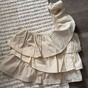 VICI Striped Ruffle One Shoulder Top